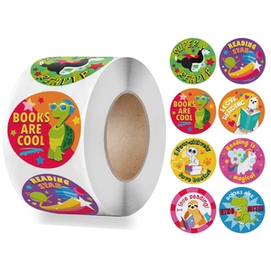 Cartoon Animal Reward Stickers Roll Round Encouragement Labels For Reading Students Teachers Classroom Decorative Adhesive Stickers