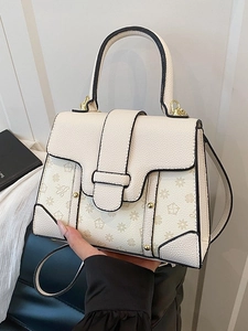 Women Retro Embossed PU Leather Handbag Monogram Floral Print Shoulder Crossbody Bag Gold Hardware Fashion Daily Bag