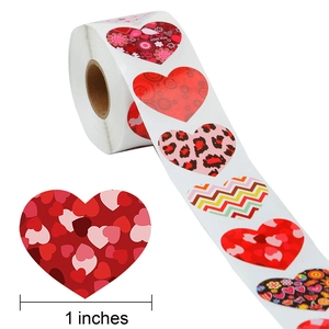 1-inch heart-shaped Valentine stickers roll with 8 decorative love patterns for gifts