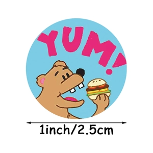 Cartoon Bär Aufkleber mit Yum Text für Kinder Dekoration und Geschenkverpackung