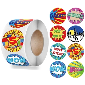 Superhero Comic Style Reward Stickers Motivational Words Art Paper Decorative Labels For Kids Teachers Classroom School Supplies