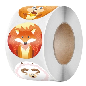 Rouleau de 500 autocollants animaux mignons pour enfants, étiquettes de récompense école