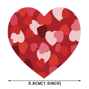 500 Heart-shaped stickers with multi-colored red pattern, 3.8cm diameter for gift sealing