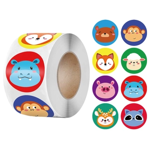 Cartoon Animal Reward Stickers Coated Paper Adhesive Decorative Labels For Teacher Student School Classroom Incentive Seal Labels