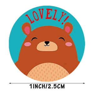 Runde 2,5 cm Kinderbelohnungsaufkleber mit Bärenmotiv und Lovely-Schriftzug für Deko