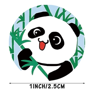 Cute panda and bamboo cartoon round reward stickers for kids stationery, 1 inch diameter