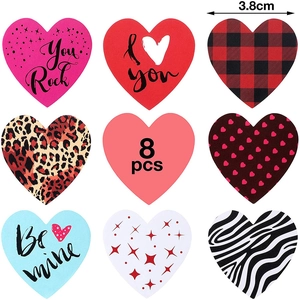 Adesivi per San Valentino a forma di cuore con 8 motivi per decorazioni regalo