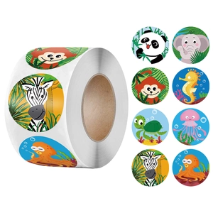 Cartoon Animal Reward Stickers For Kids Teacher Incentive School Supplies Decorative Copperplate Paper Seal Labels