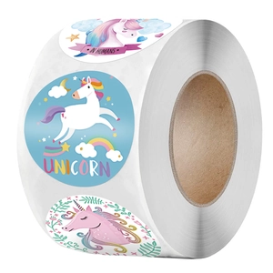 Autocollants Décoratifs de Licorne de Dessin Animé Ronds Auto-Adhésifs Étiquettes de Récompense Pour Enfants Cadeau Papeterie