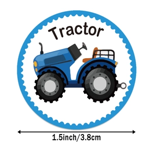 500-roll 1.5-inch round reward sticker with blue tractor design and 3.8cm diameter label