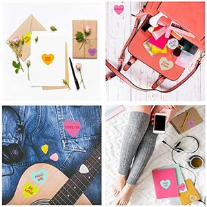 500 heart-shaped Valentine stickers with 8 colorful designs and text for gift decoration