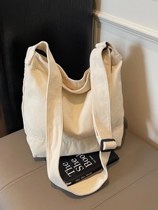 Sac Tote en Toile Grande Capacité pour Femmes Style Streetwear Minimaliste Bandoulière Réglable Couleur Contrastée Sac de Shopping