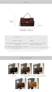 Detailed size specifications and color options for the high-capacity PU tote shoulder bag