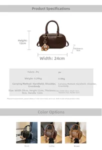 Spécifications de taille et options de couleur pour le sac polochon en cuir PU vintage