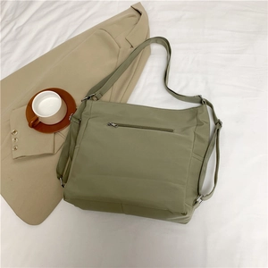 Waterproof dark green nylon multi-way backpack for women, large capacity shoulder bag style
