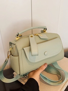 Sac Bandoulière Boston en Cuir PU Vintage pour Femmes Sac à Main Matelassé Tendance avec Large Bandoulière Imprimée