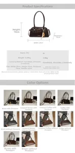 Detailed size chart for retro PU leather shoulder bag showing 29x14x10cm dimensions