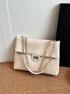 Fashion Women Pleated PU Leather Chain Crossbody Bag Vintage Square Flap Shoulder Bag Elegant Versatile Daily Handbag