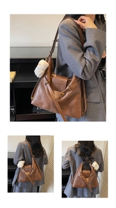 Detail of a brown leather bag showing adjustable straps for shoulder and backpack styles