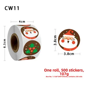 Detailed view of 3.8cm Christmas roll stickers with 500 Santa and reindeer labels