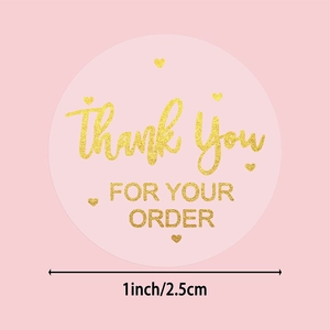 One-inch pink and gold foil Thank You For Your Order roll labels for packaging