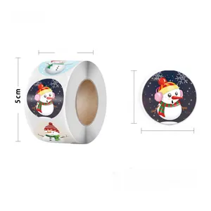 Detail of Christmas snowman roll stickers, 500 labels per roll, 3.8cm diameter size