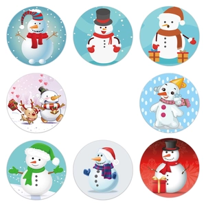 Étiquettes de Noël bonhomme de neige avec 8 motifs festifs pour décoration de cadeaux