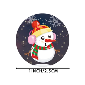 Christmas snowman round sticker labels with winter snowflakes, 1 inch 2.5cm diameter size