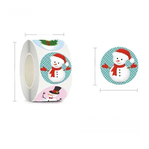 Detail of 500pcs Christmas snowman roll stickers showing 2.5cm diameter measurements