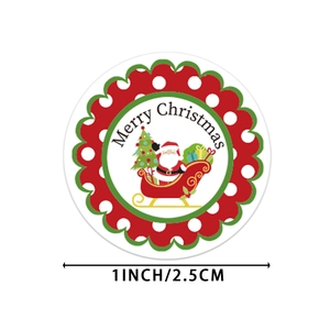 Christmas gift stickers roll with Santa and Merry Christmas text on white background