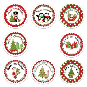 Christmas roll stickers featuring Santa and Penguin designs for gift decoration