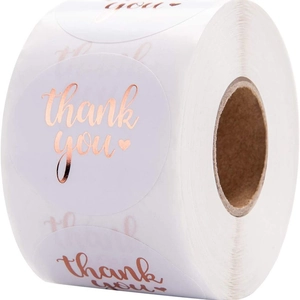 Rose Gold Foil Thank You Stickers Round Self Adhesive Labels For Small Business Gift Packaging Wedding Correspondence Decor