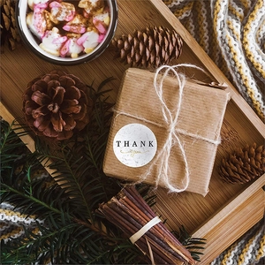 500pcs round white marble Thank You stickers for gift box packaging and sealing