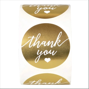 500-count 1.5 inch gold round thank you stickers roll for business sealing and decoration