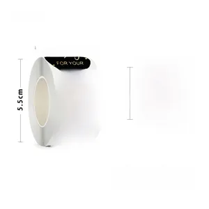 Detail view of 1-inch black round labels with gold foil Thank You for Your Order lettering