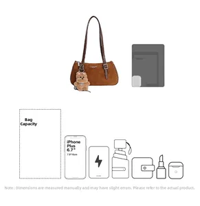 Detail showing bag capacity with smartphone, power bank, umbrella and cute plush charm