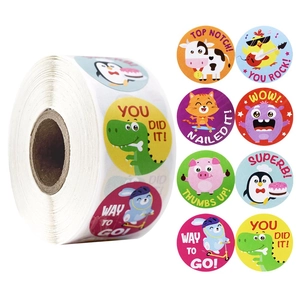Cartoon Animal Reward Stickers Roll Motivational Classroom Teaching Encouragement Labels For Kids Teacher Student Stationery Decor
