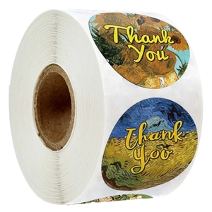 Van Gogh Style Art Paper Thank You Labels Round Artistic Sealing Stickers For Scrapbooking Gift Packaging Decorations