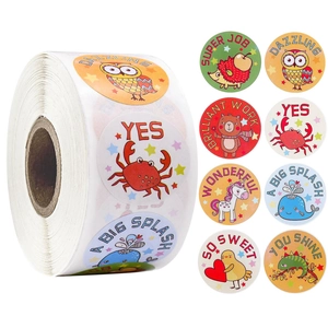 Cartoon Animal Motivational Reward Stickers For Kids Classroom Teacher Supplies Round Self Adhesive Decorative Labels For School Home