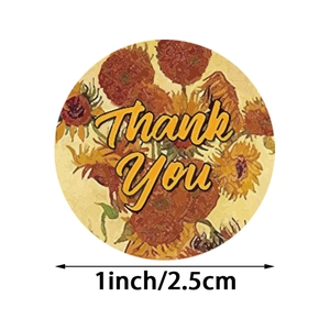 1-inch sunflower thank you stickers roll for gift wrapping and business packaging