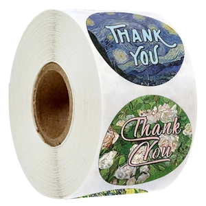 Van Gogh Oil Painting Style Thank You Stickers Artistic Floral Sealing Labels For Gift Box Packaging Envelope Decoration