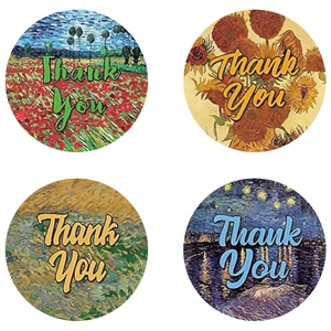 Artistic Van Gogh oil painting style round thank you roll stickers for gift packaging