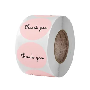 Pink Thank You Seal Stickers Circular Self Adhesive Decorative Labels For Gift Packaging Envelope Seal Scrapbooking