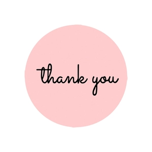 Pink round thank you seal stickers in roll for gift packaging and envelope decoration