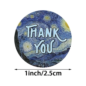 Van Gogh Starry Night art style 1 inch round Thank You adhesive seal stickers