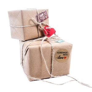 Autocollants en kraft avec texte Homemade with Love pour emballages cadeaux et colis