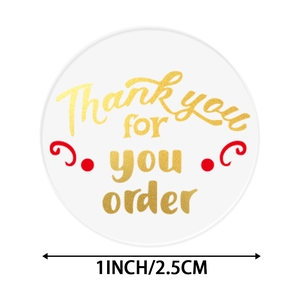 Roll of 1 inch gold foil Thank You stickers for order packaging and baking seal