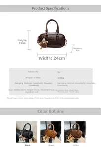 Guide des dimensions du sac Boston en similicuir avec charm en peluche