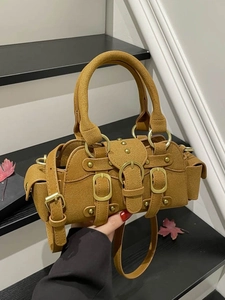 Borsa a Tracolla Vintage in PU con Multitasche Fibbia Rivetti Decor Y2K Street Style Borsa a Mano Crossbody per Donna