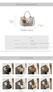 Tableau des tailles détaillé et dimensions pour sac seau motif litchi avec bandoulière